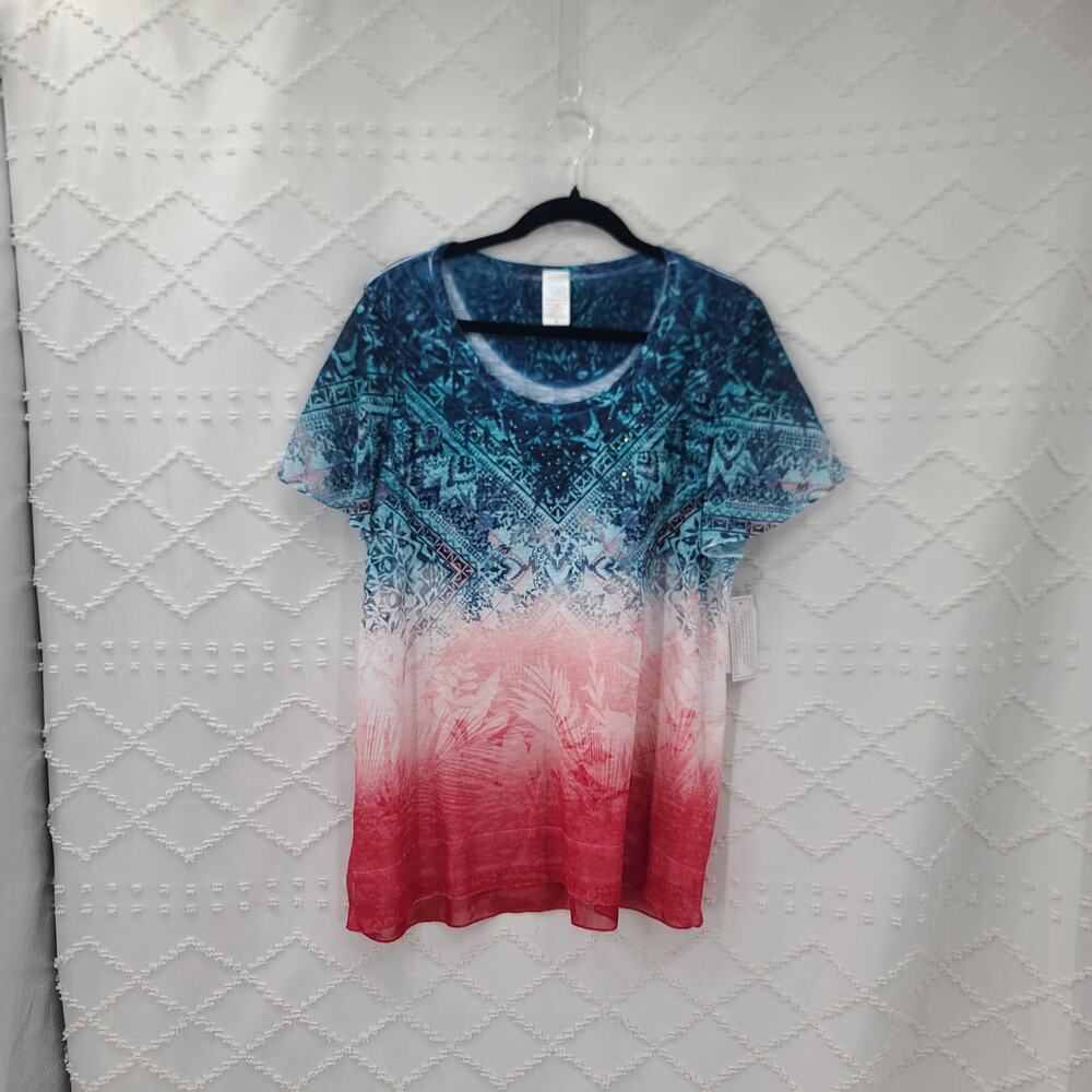 Time and Tru Boho Vibrant Vacation resort wear Shirts Size XL Flowy dopamine - Picture 4 of 16